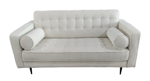 Lucas Mid Century Fabric Loveseat - Boucle White