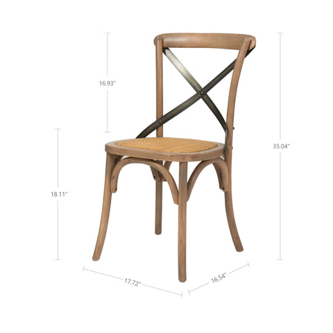 Cross Back Chair w/ Rattan Seat - Sundried
