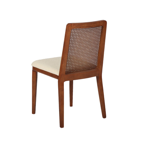 Cane Dining Chair - Scandi Boucle White/Brown Frame