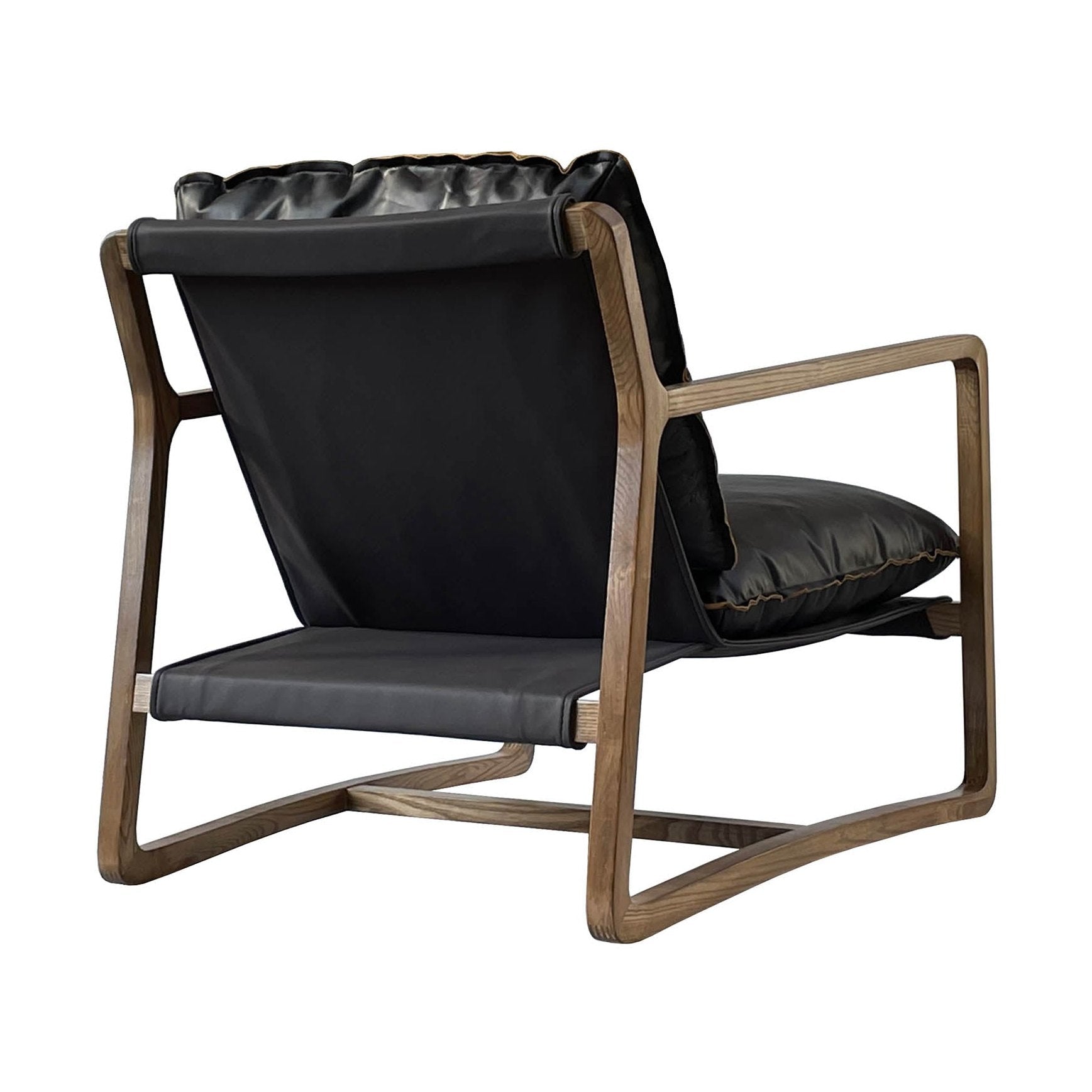 Graven Club Chair Black Leather Cushions with Black Leather Frame