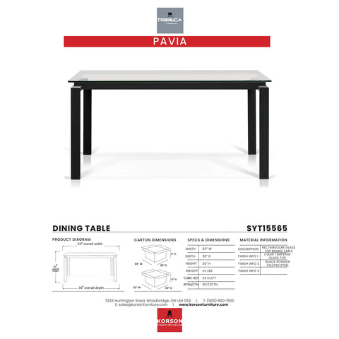 Floor Model - Pavia Rectangular Dining Table with Clear Tempered Glass Top