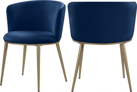 Skylar Velvet Dining Chair set of 2 in blue