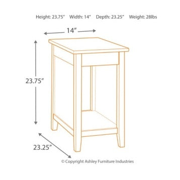 Diamenton Chairside End Table with USB Ports & Outlets