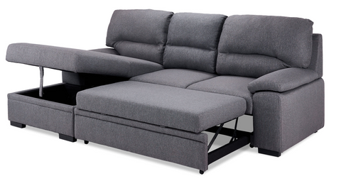 Boston Pop Up Sofa Bed with Left Facing Chaise Grey Charcoal
