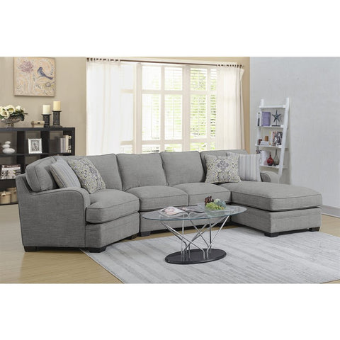 ANALIESE-3PC MODULAR SECTIONAL-W / 4 PILLOWS-LIGHT GREY Right Chaise