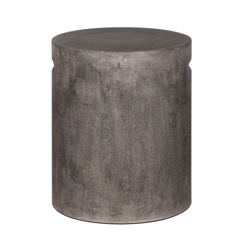 Concrete Round Side Table With Handle - Dark Grey