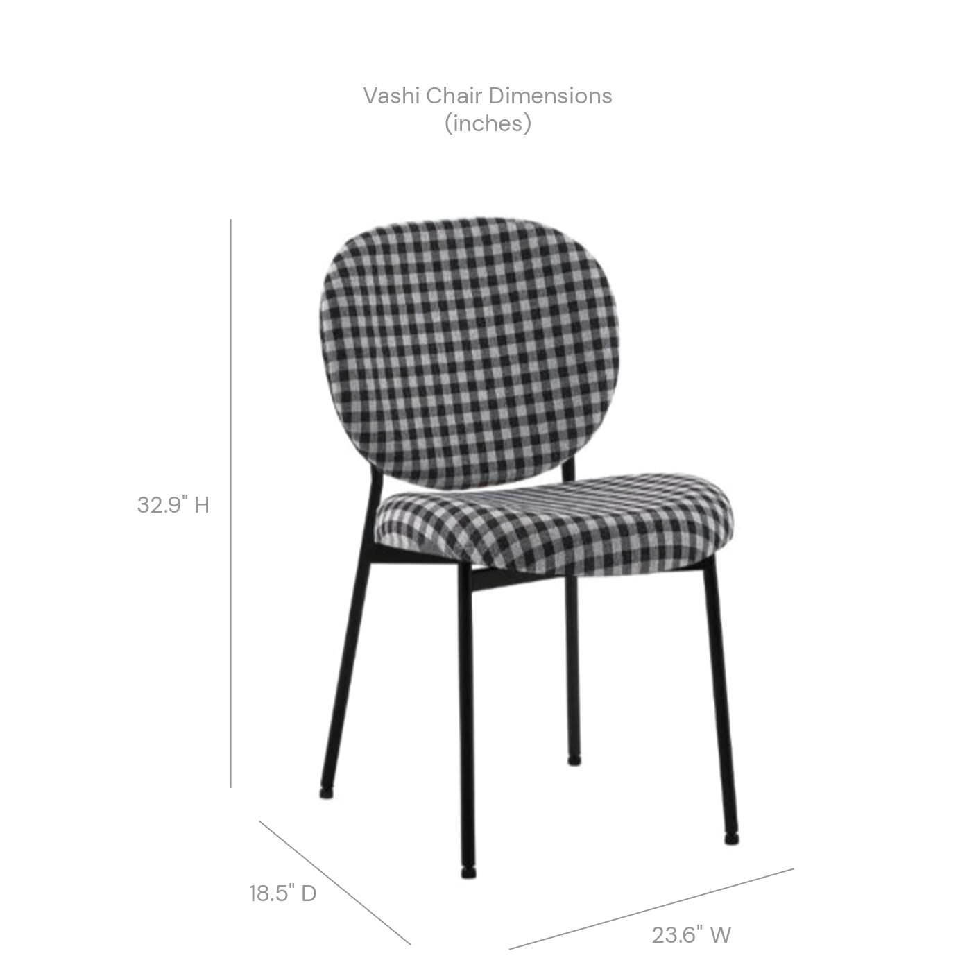 Vashi Dining Chair - Black 'n White Plaid
