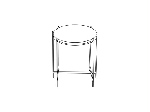 GINERVA END TABLE ROUND MARBLE TOP & BLACK IRON LEGS