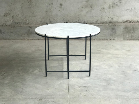 GINERVA COFFEE TABLE ROUND MARBLE TOP & BLACK IRON LEGS