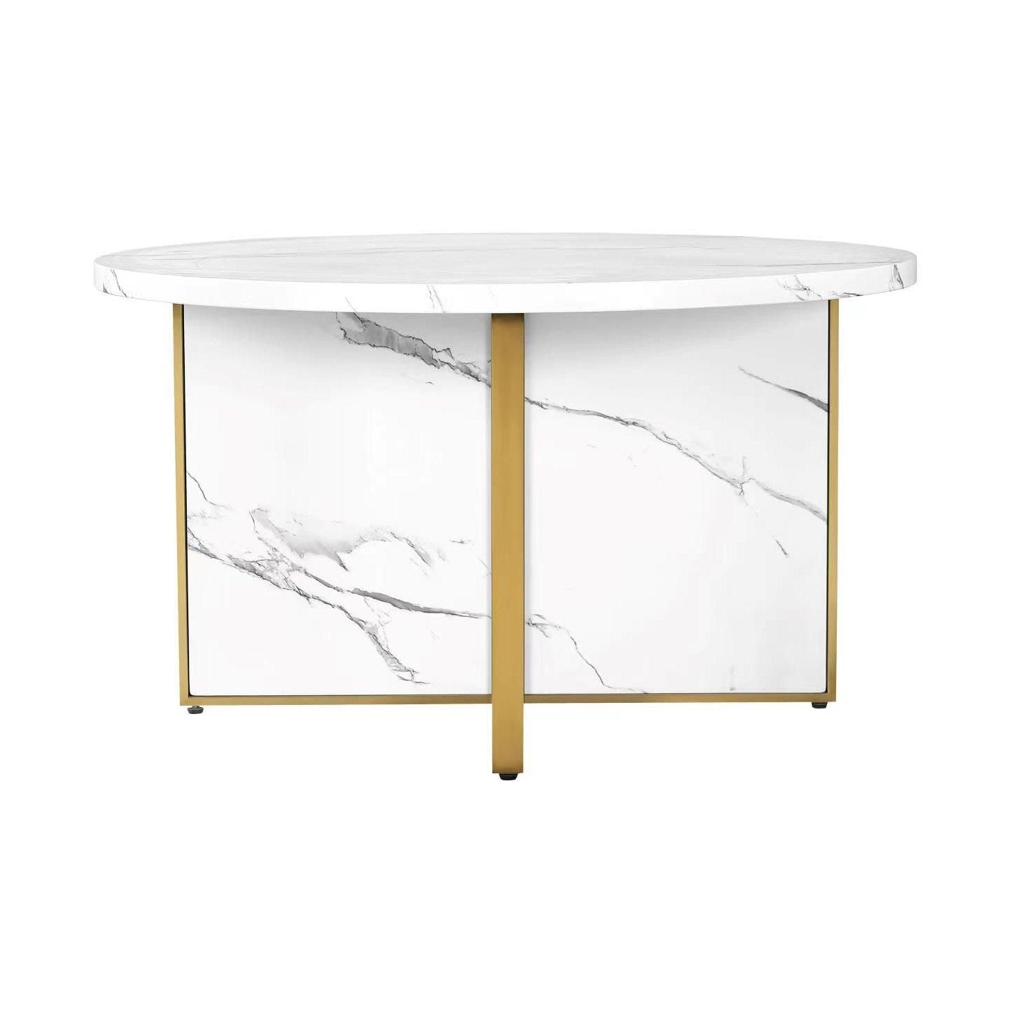 MORENO FAUX MARBLE ROUND COFFEE TABLE - WHITE