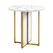 MORENO FAUX MARBLE ROUND END TABLE- WHITE
