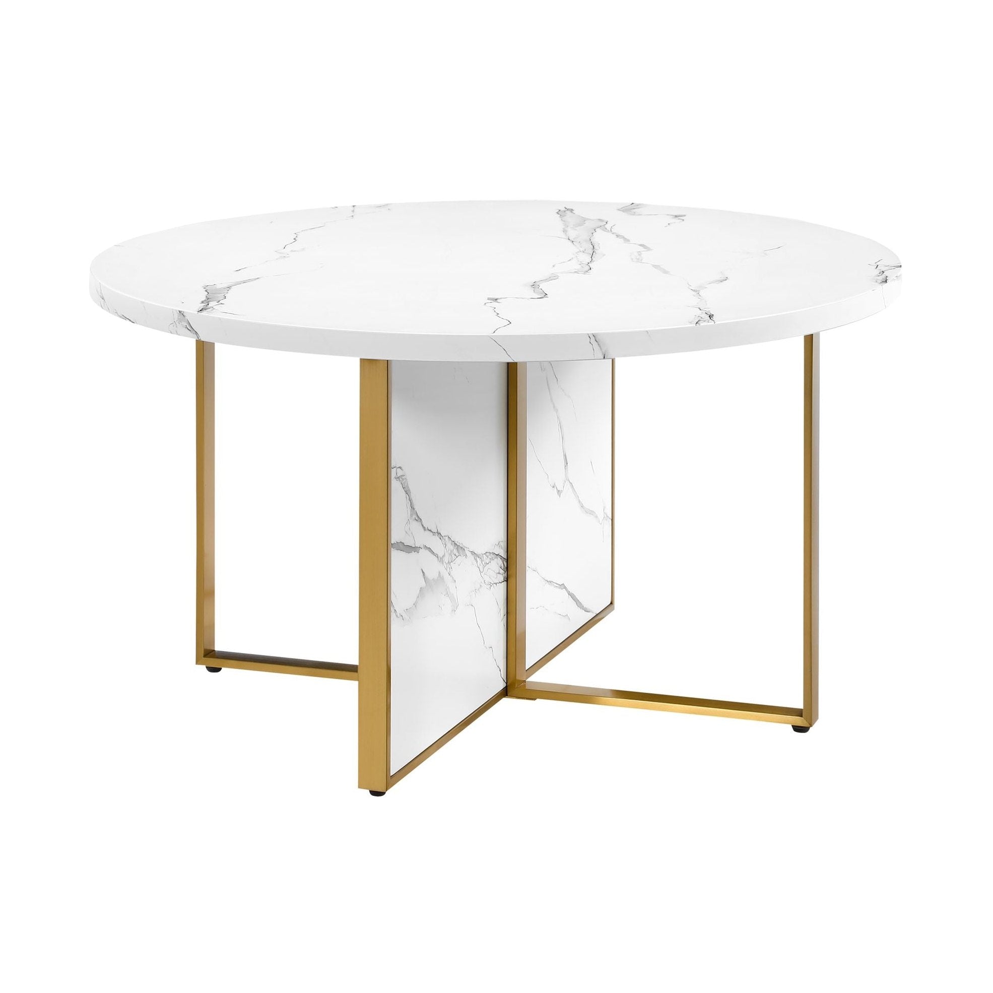 Moreno Faux Marble Round Coffee Table - White