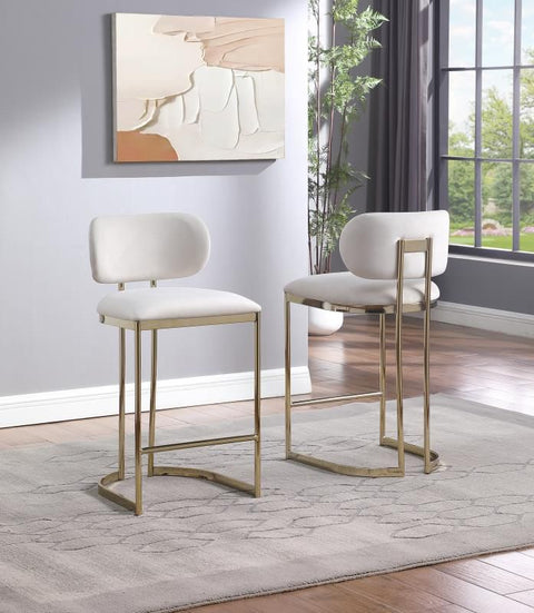 Aiden Gold & Cream Velvet Counter Height Stool