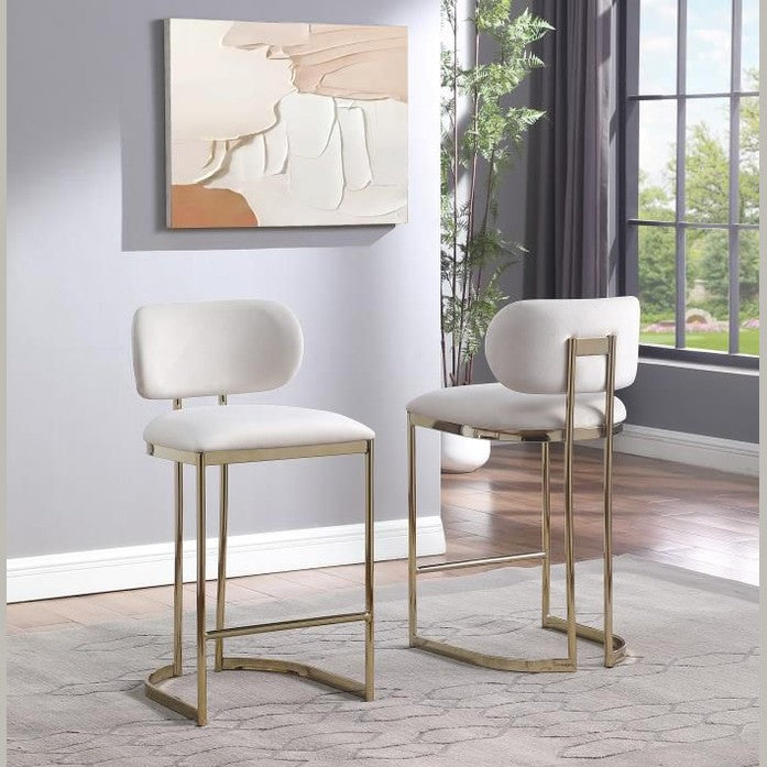 Aiden Gold & Cream Velvet Counter Height Stool