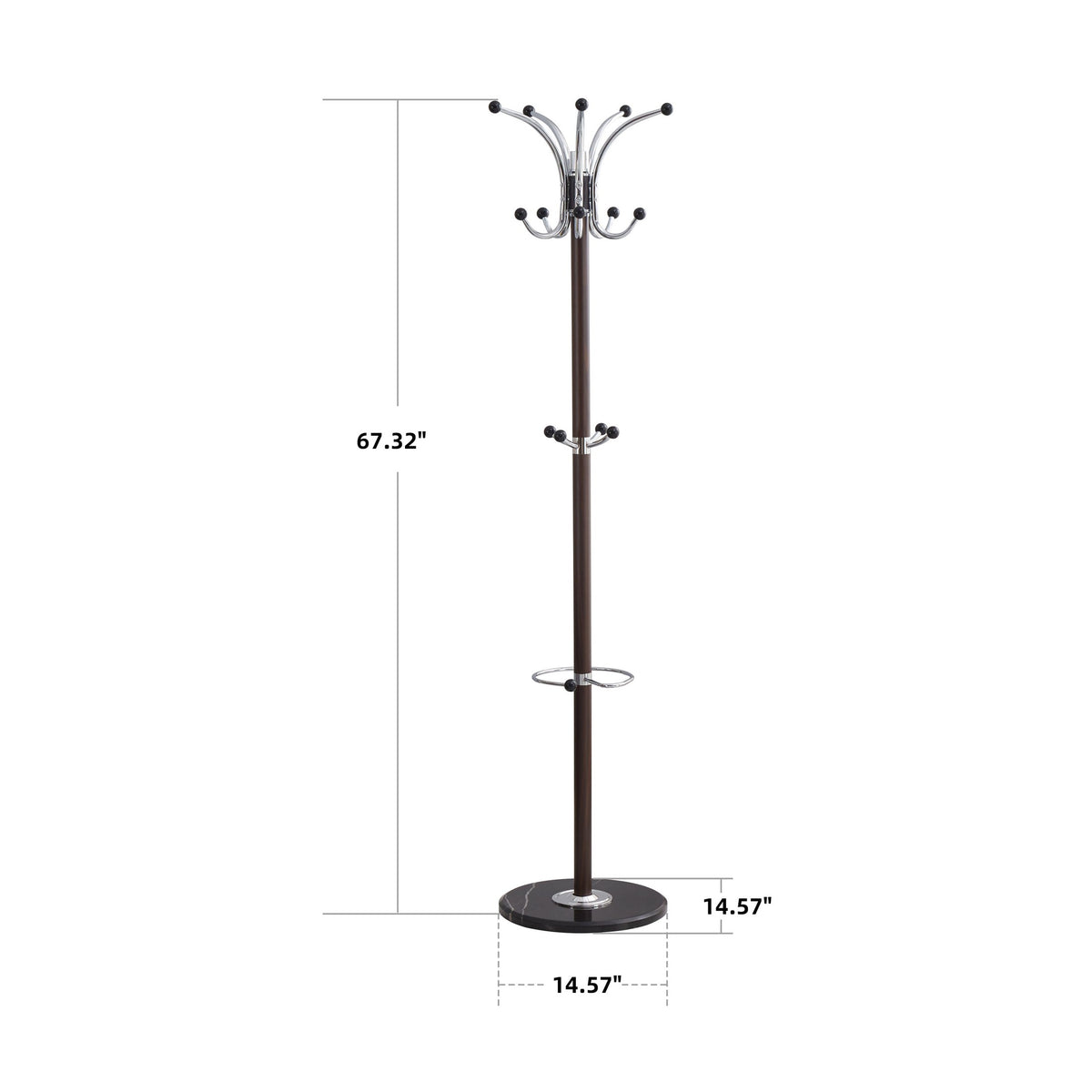 Deline Coat Rack with Marble-Brown