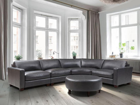 Brent Genuine Leather Sectional - Charcoal