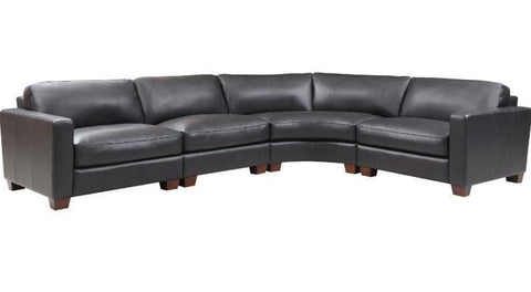 Brent Genuine Leather Sectional - Charcoal
