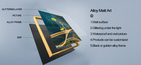 Golden Foliage  Set of 3 Alloy Matt - Golden Frame Wall Art