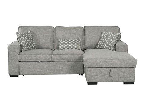 Bellissa Sectional Sleeper w/Bed-Right Chaise-Knit Grey