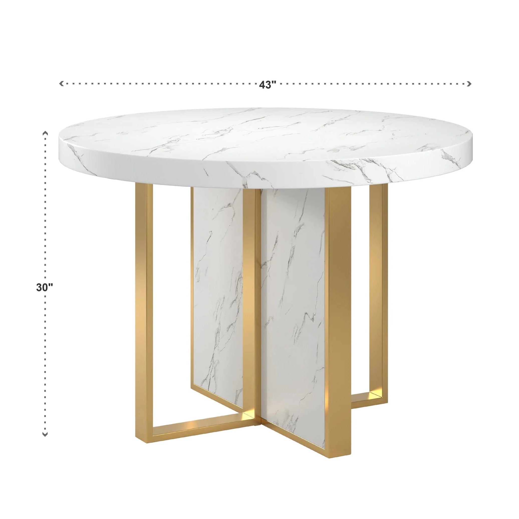 Moreno 43" Wide Faux Marble Round Dining Table - White