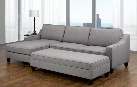 Conner Sectional with Storage Ottoman, Grey