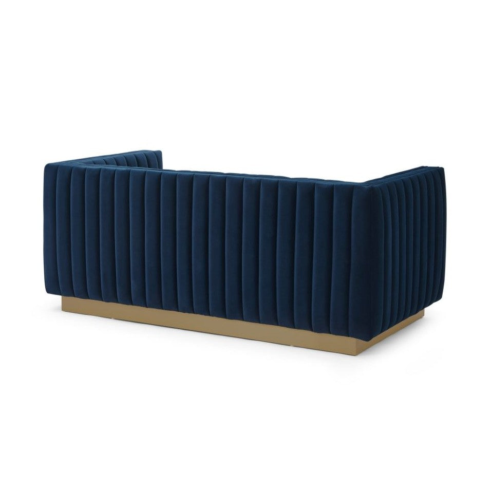 Elba Mid Century Loveseat - Velvet Blue