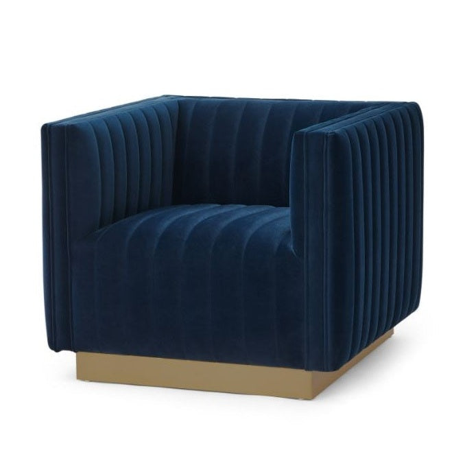 Elba Mid Century Chair - Velvet Blue