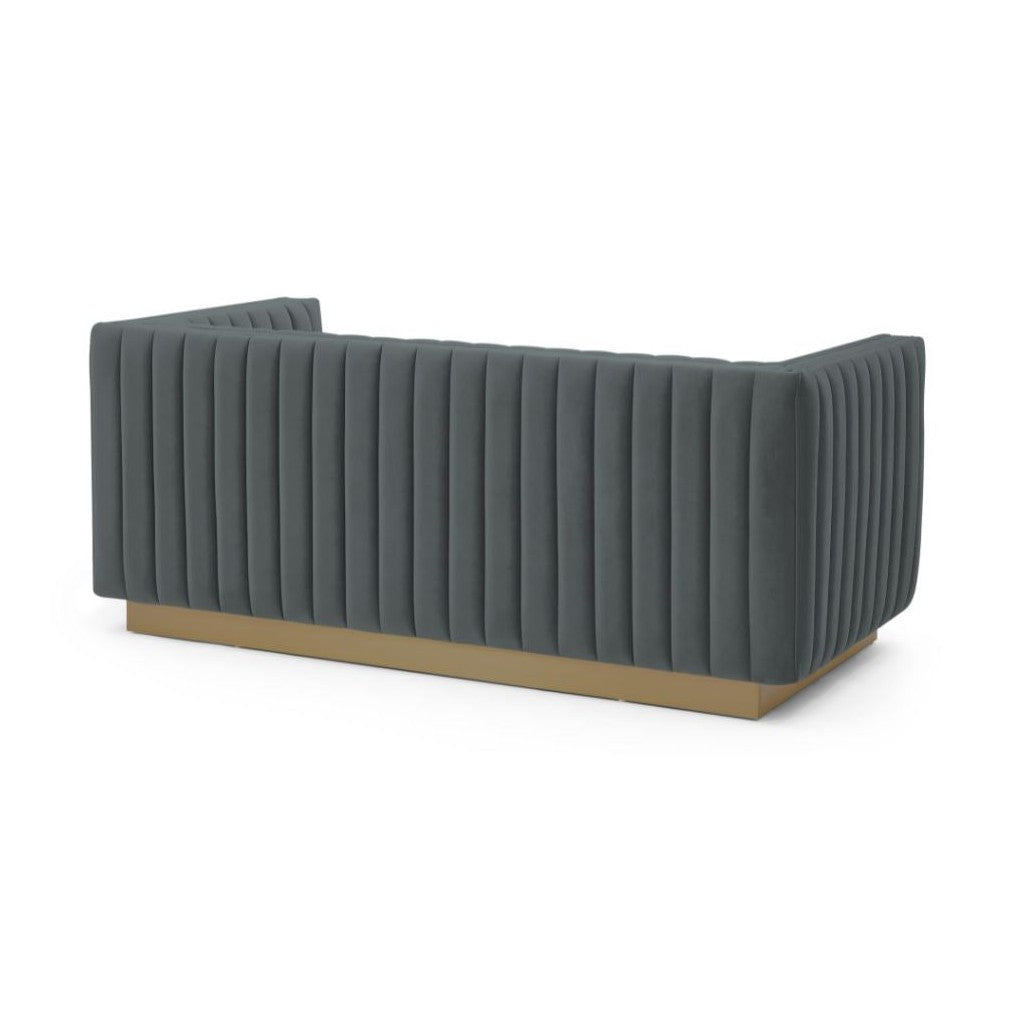 Elba Mid Century Loveseat - Velvet Grey
