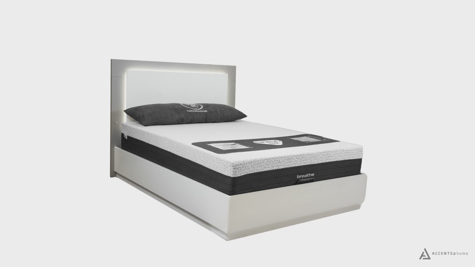 Load video: Patricia King Bed With Lift Up Storage - Two Tone