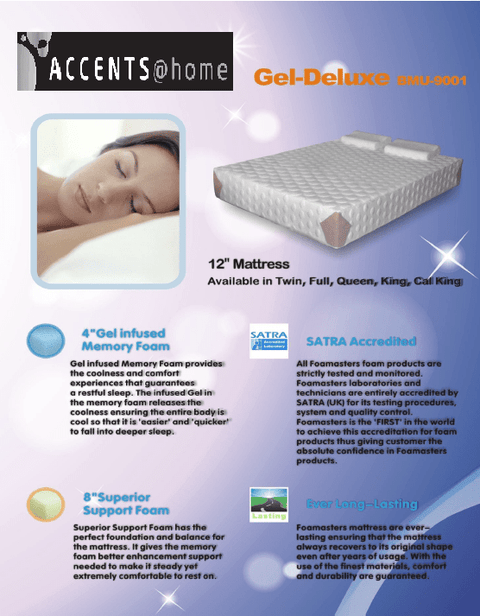 FoamMasters Bed Room 12" Gel- Deluxe Memory Foam Mattress (5349521817753)