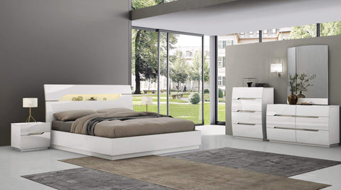 Zoe Glossy White Queen Storage Bed