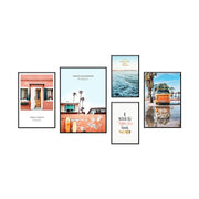 Holiday Set of 5 Alloy Matt - Black Frame Wall Art