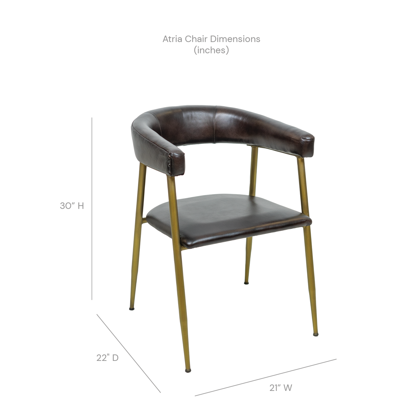 ATRIA DINING CHAIR Genuine Leather Seating - Brown