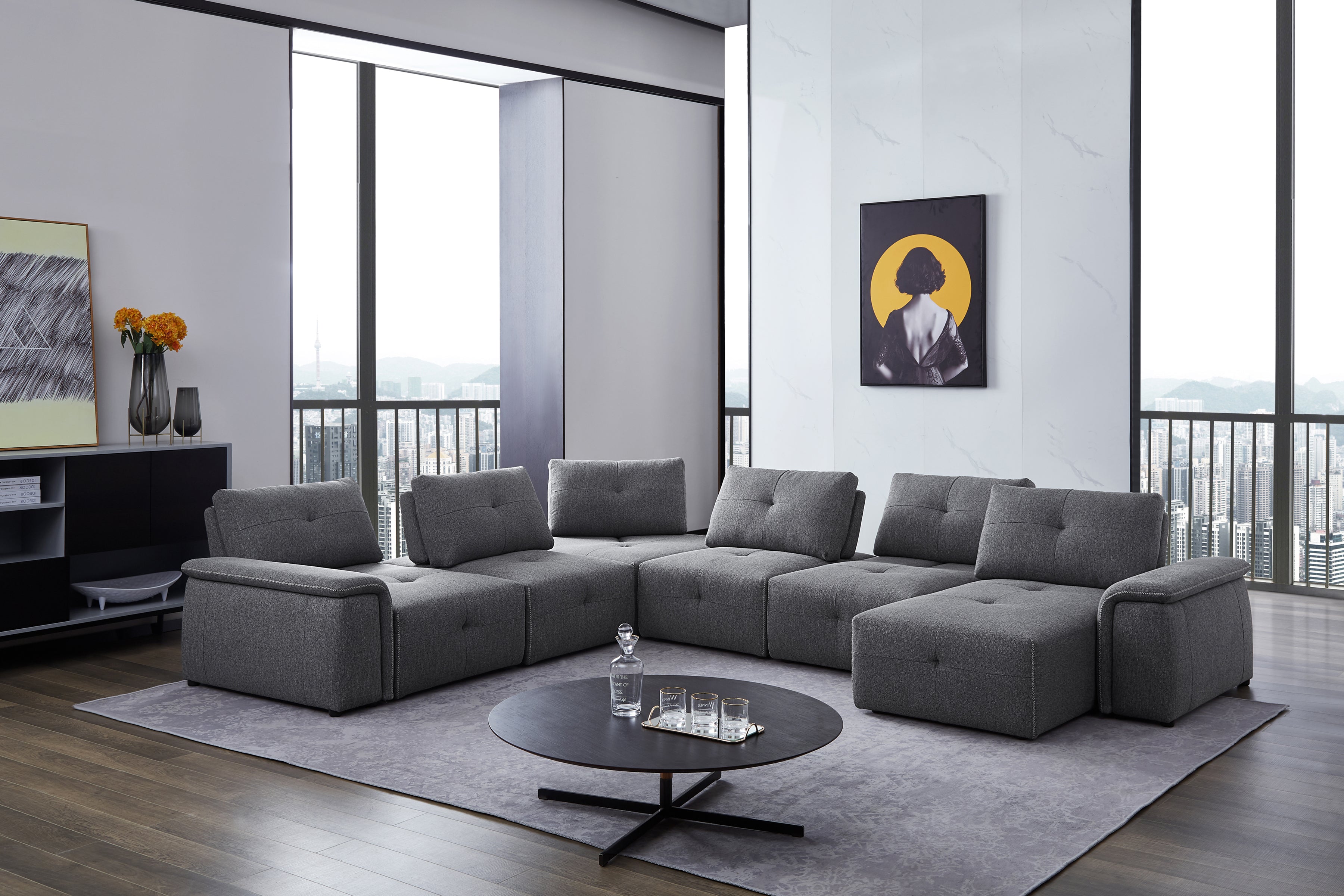 Dark grey modular deals sectional