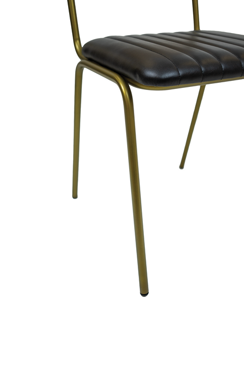 Capella Dining Chair  Genuine Leather Seating - Black