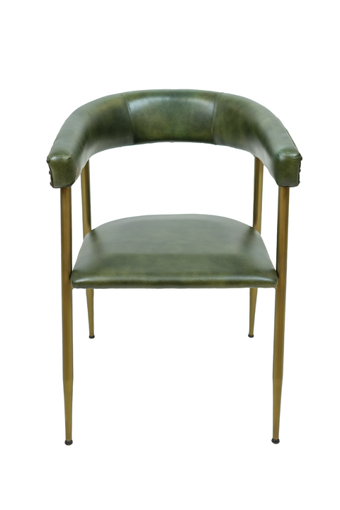 ATRIA DINING CHAIR Genuine Leather Seating - Green