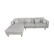 Beaumont Mid Century Reversible Sectional - Ivory Corduroy Striped Soft Velvet Upholstery Fabric