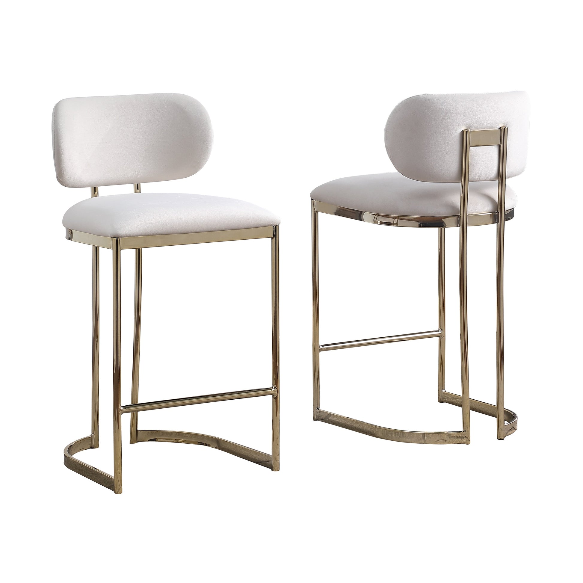 Aiden Gold & Cream Velvet Counter Height Stool - set of 2
