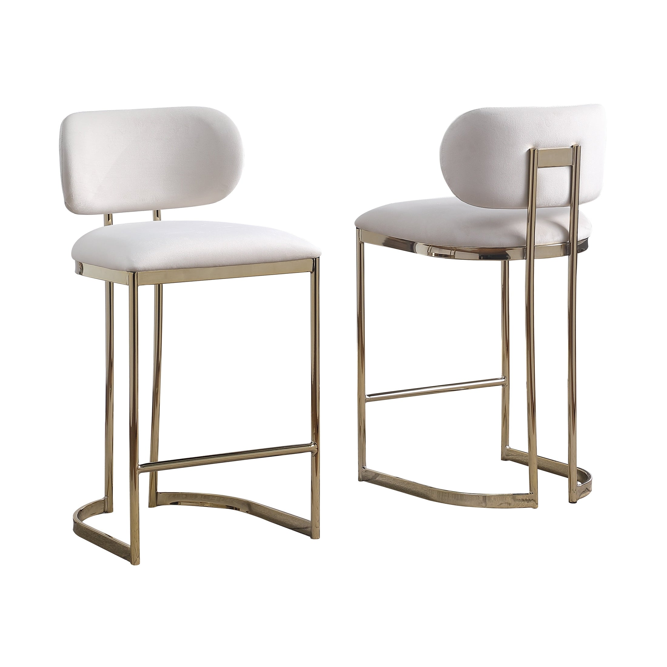 Aiden Gold & Cream Velvet Counter Height Stool - set of 2