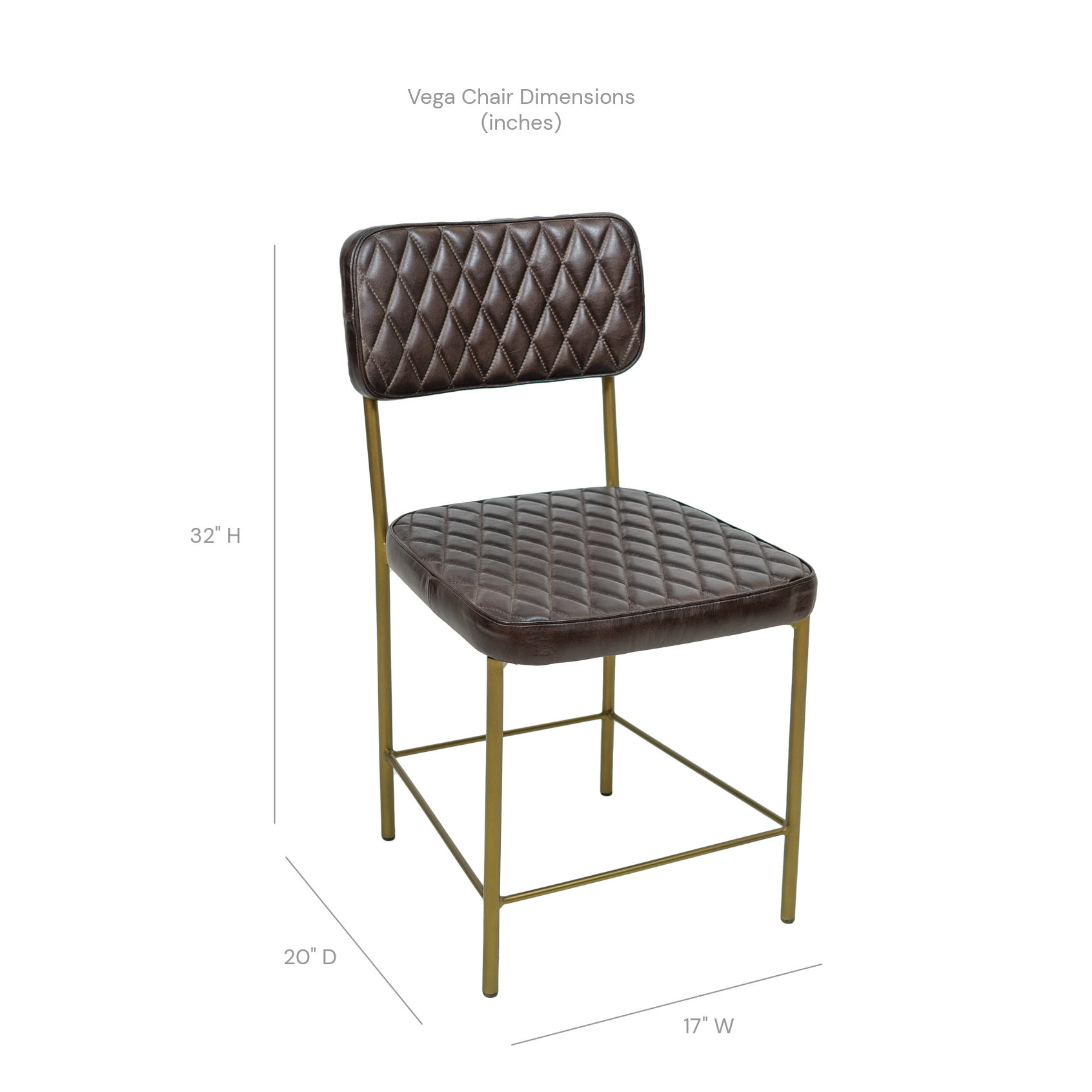 Vega Dining Chair Genuine Leather Seating - Tan