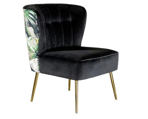 Accent Chair - Black/Flower pattern