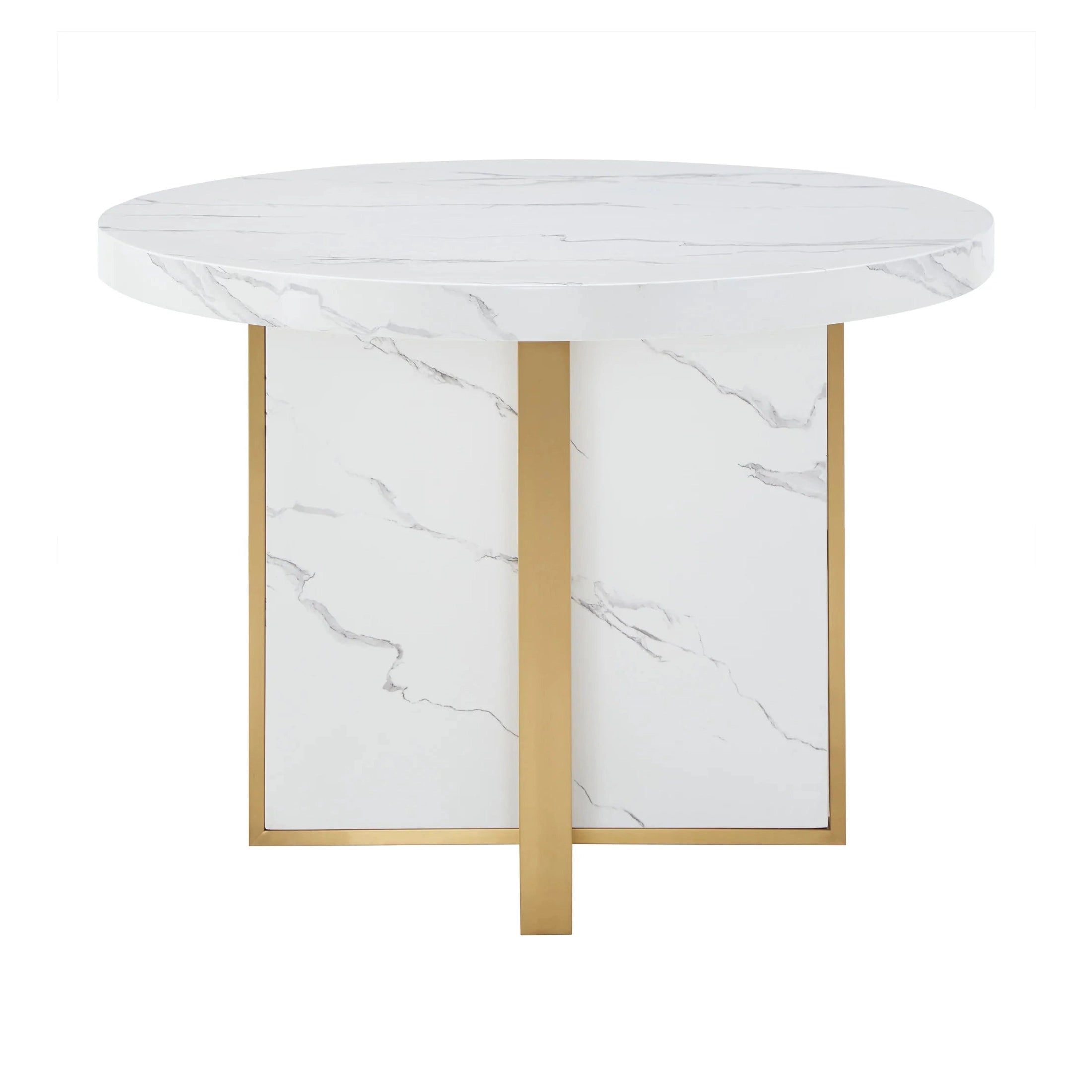 Moreno 43" Wide Faux Marble Round Dining Table - White