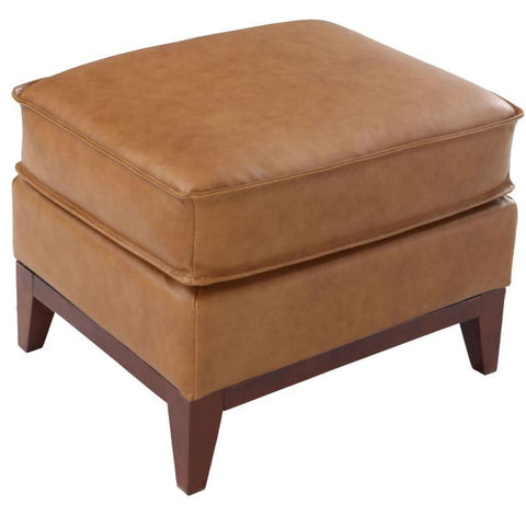 Newport Genuine Leather Ottoman - Camel