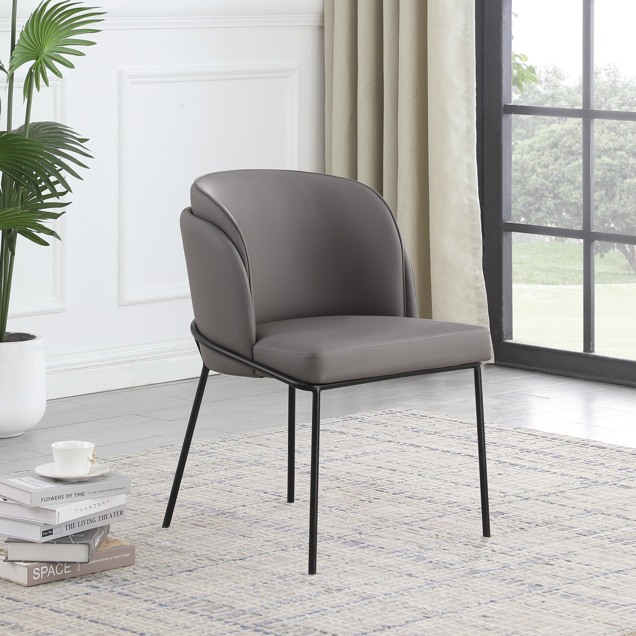 Angelo Faux Leather Dining Chair - Grey – Accents@Home