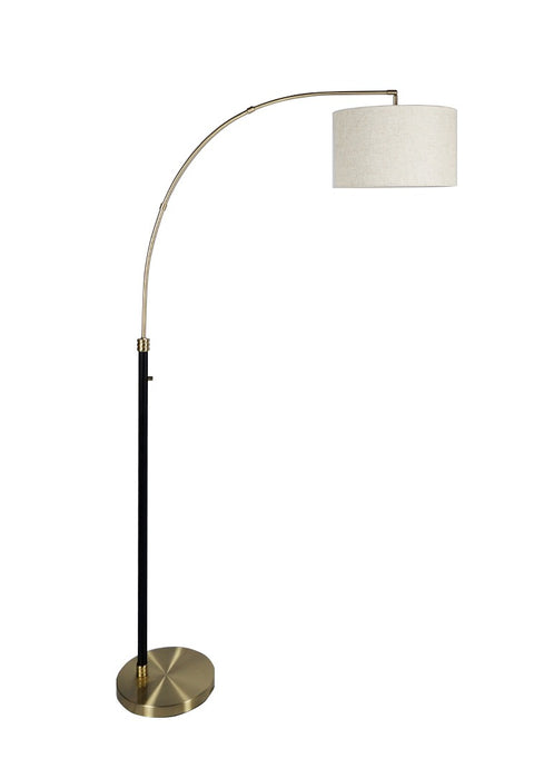 Stanley Black and Antique Brass Arc Floor Lamp