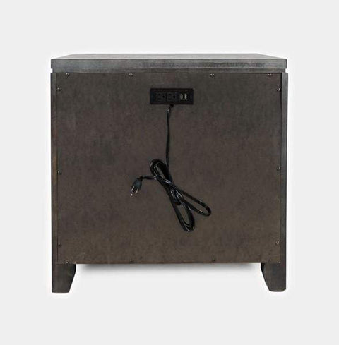 vendor-unknown Bed Room Altamonte 3 Drawer Power Nightstand - Brushed Grey (5349866995865)