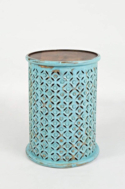 vendor-unknown Living Room Global Archive Drum Table - Turquoise (5349708562585)