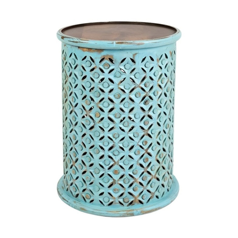 vendor-unknown Living Room Global Archive Drum Table - Turquoise (5349708562585)