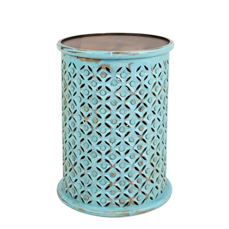 vendor-unknown Living Room Global Archive Drum Table - Turquoise (5349708562585)