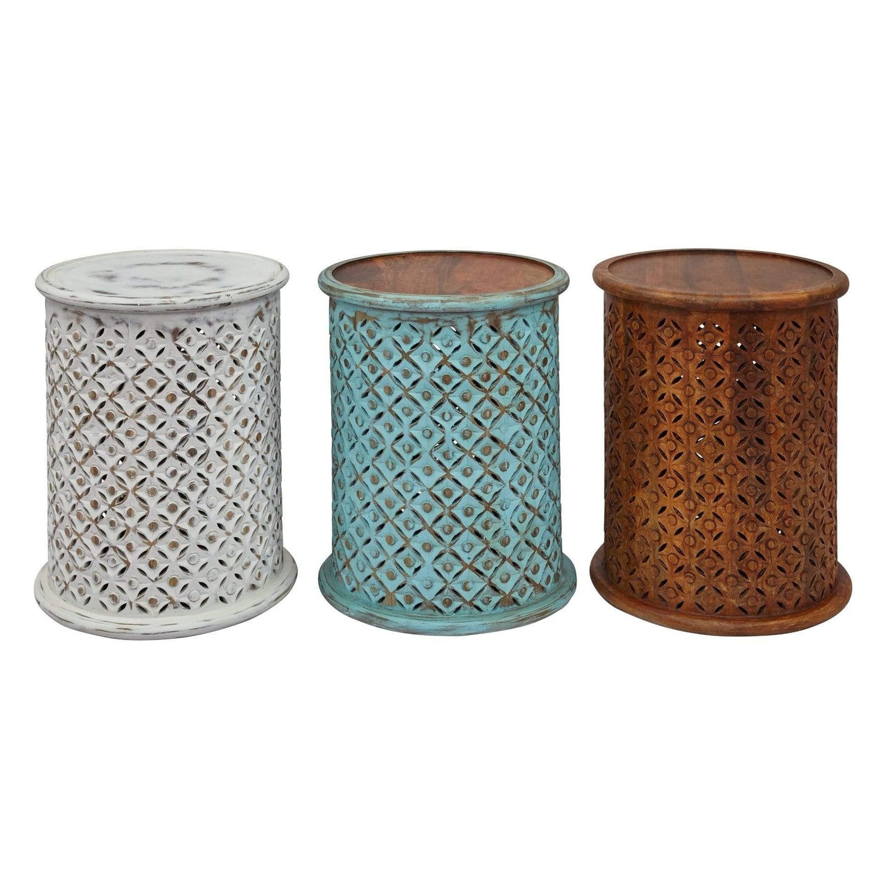vendor-unknown Living Room Global Archive Drum Table - Turquoise (5349708562585)